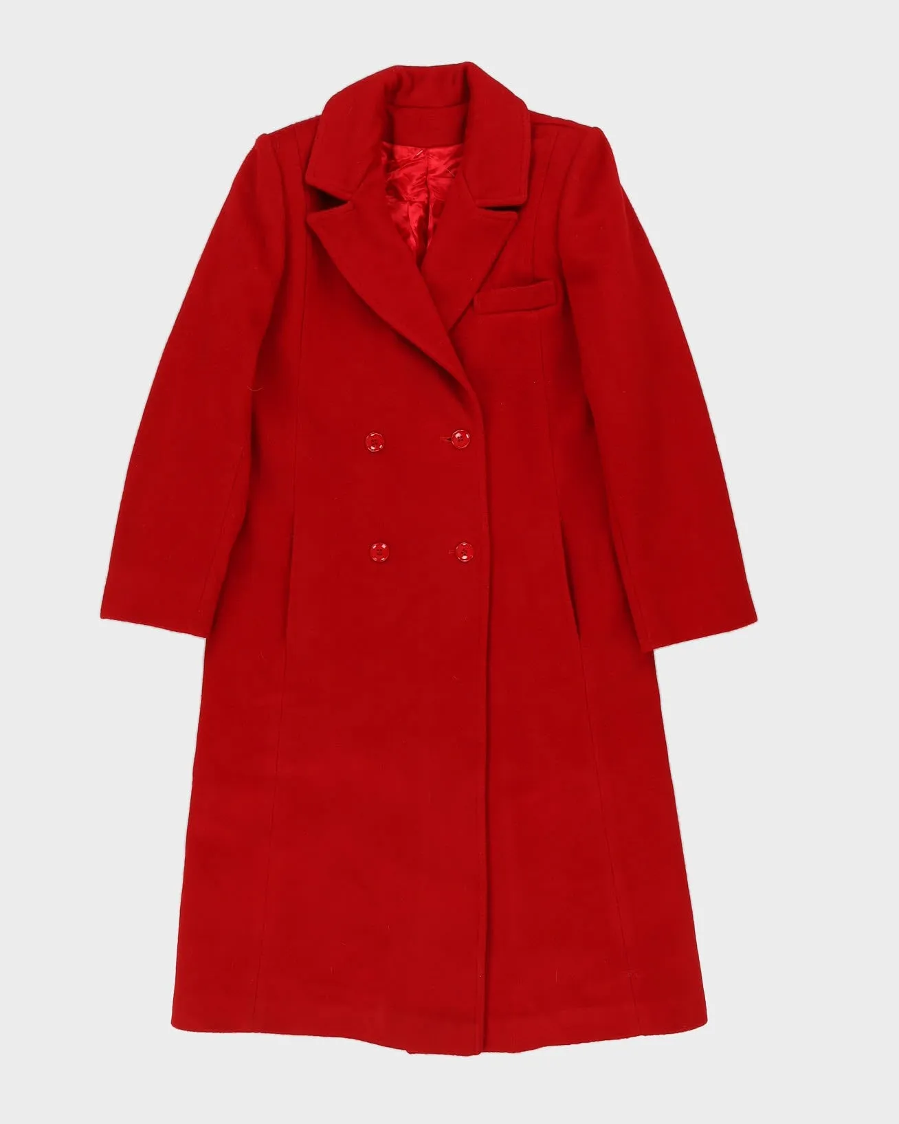 00s Red Wool Overcoat -XS