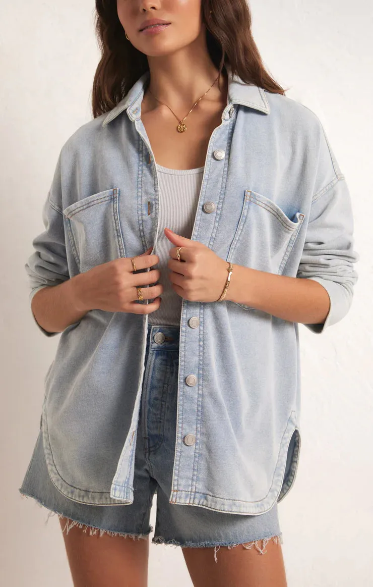 ALL DAY KNIT DENIM JACKET - WASHED INDIGO