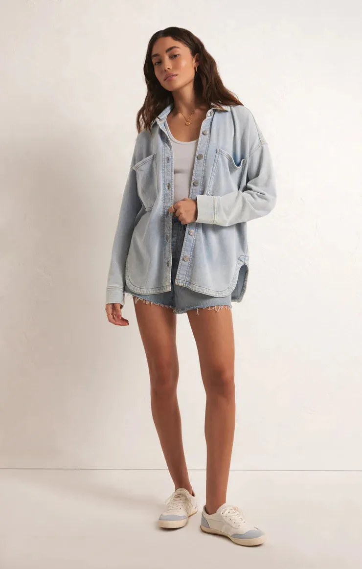 ALL DAY KNIT DENIM JACKET - WASHED INDIGO
