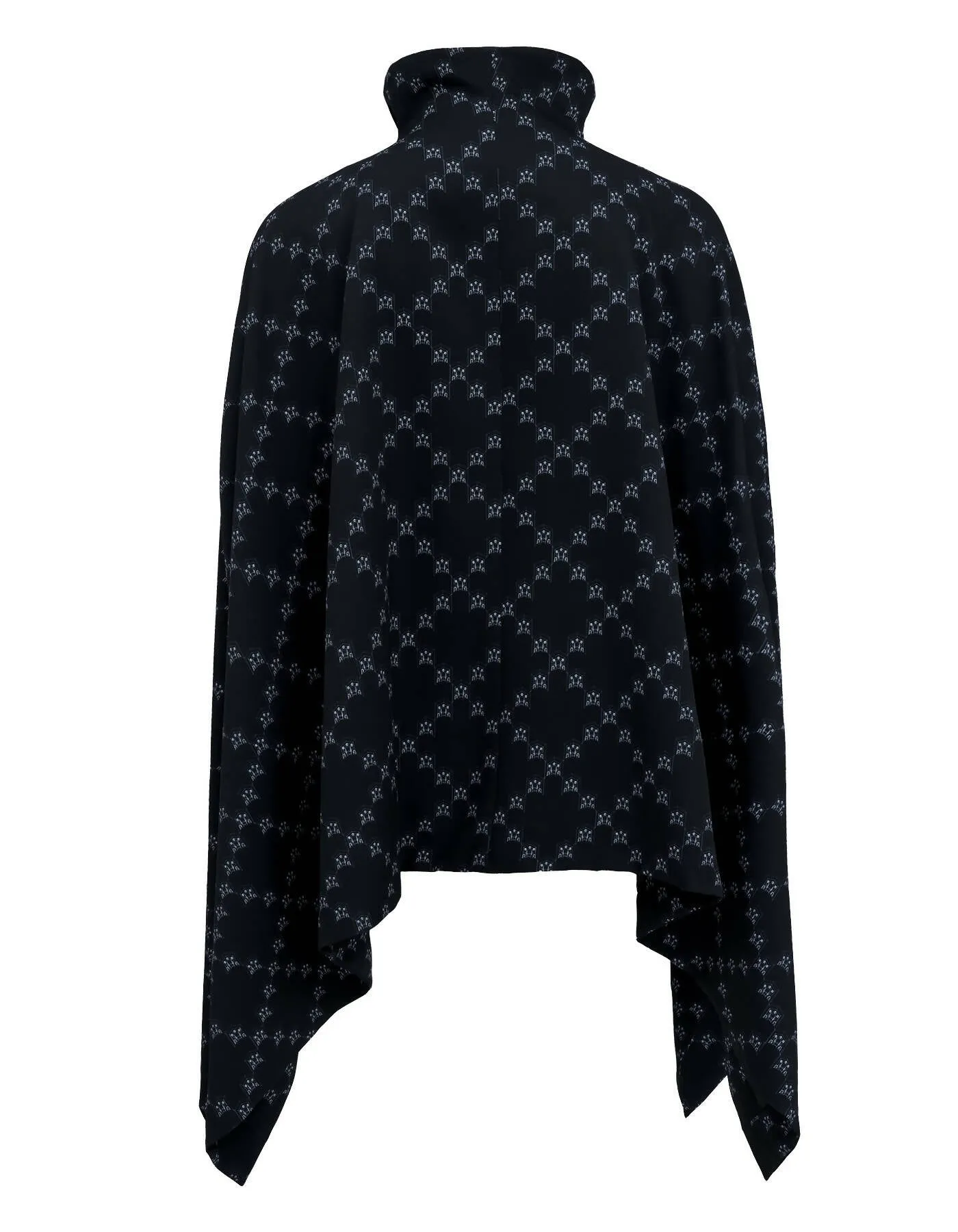 Ban-Doh Floral Stand Collar Cape Coat (Black)