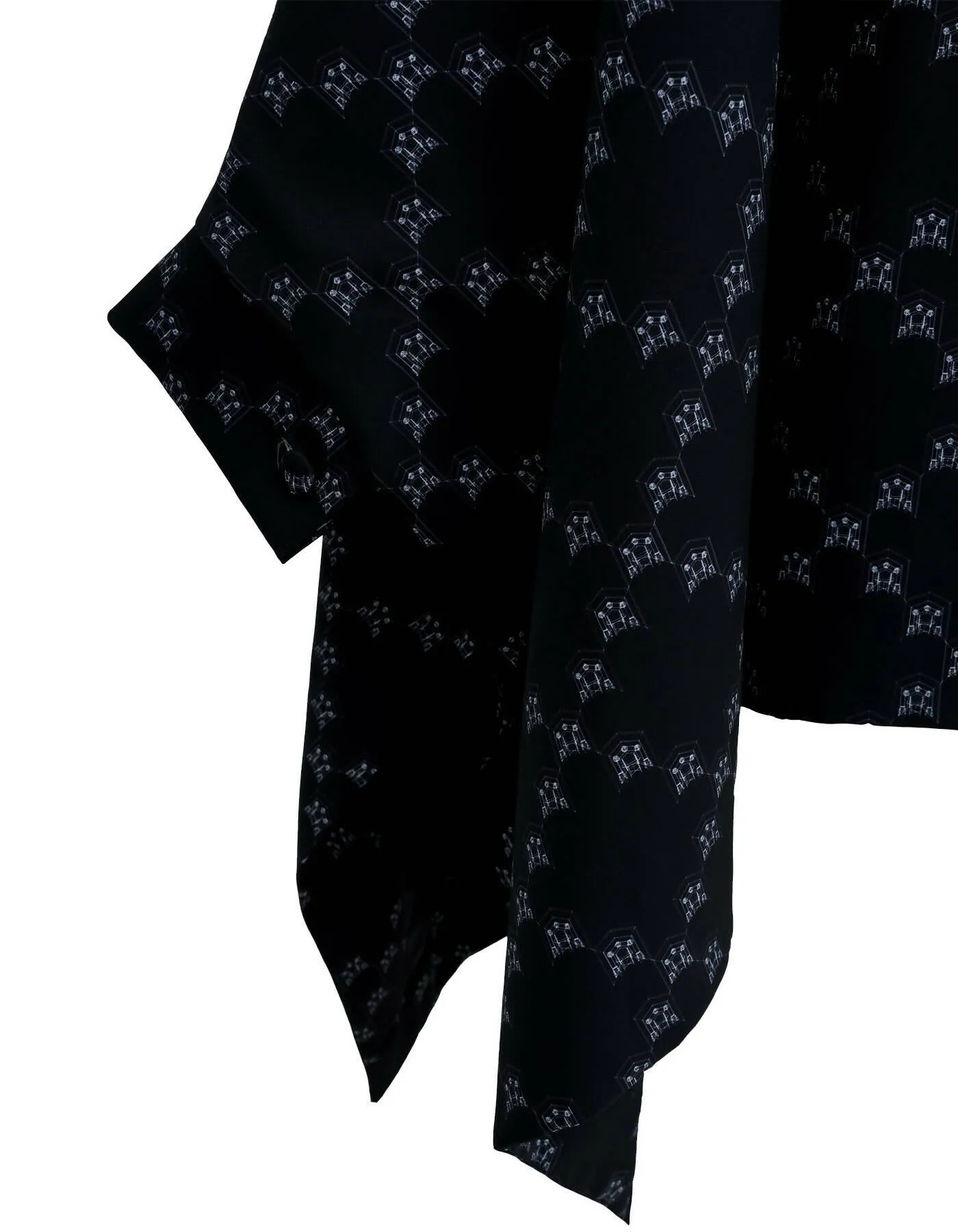 Ban-Doh Floral Stand Collar Cape Coat (Black)