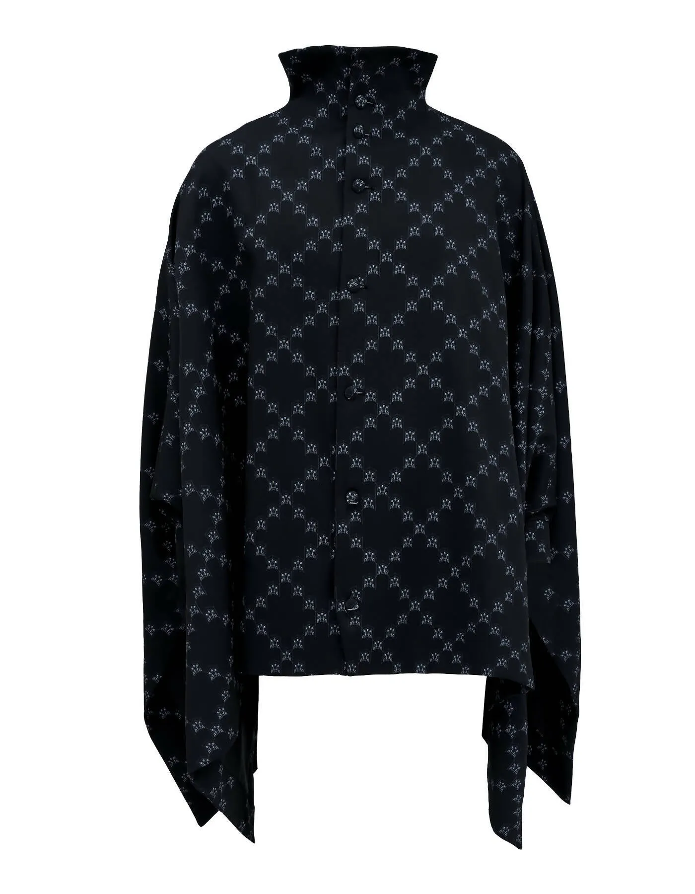 Ban-Doh Floral Stand Collar Cape Coat (Black)