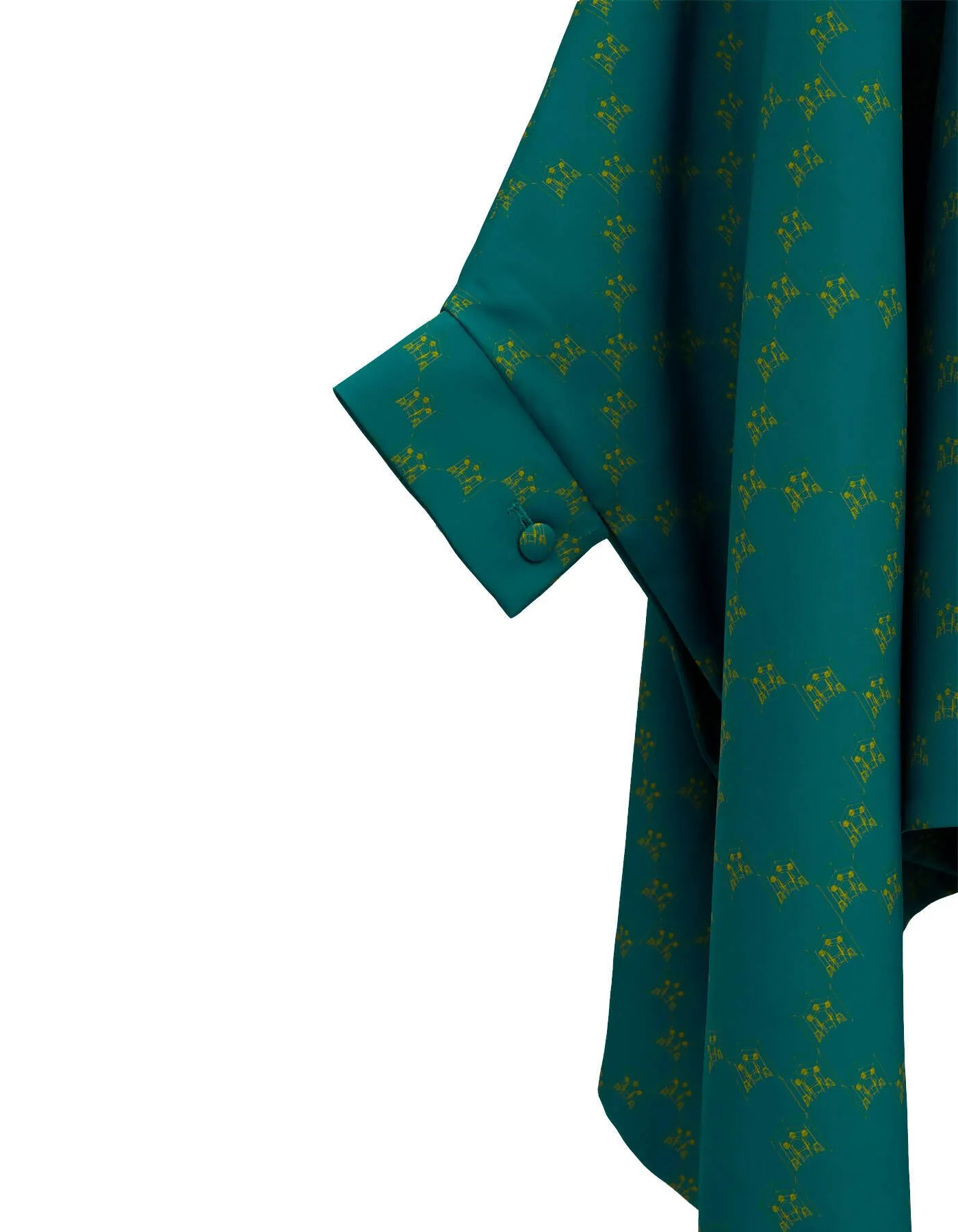 Ban-Doh Floral Stand Collar Cape Coat (Blue)