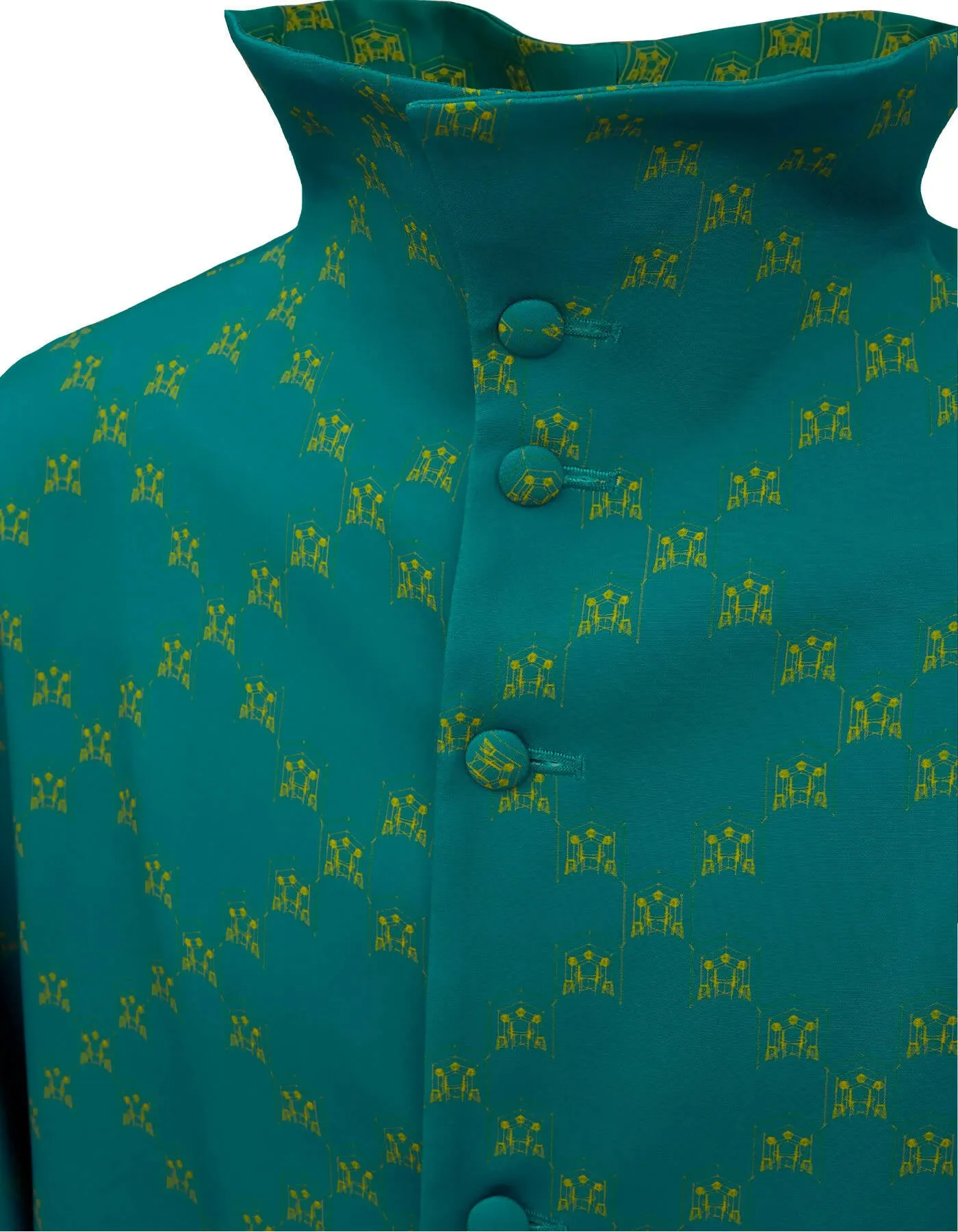 Ban-Doh Floral Stand Collar Cape Coat (Blue)