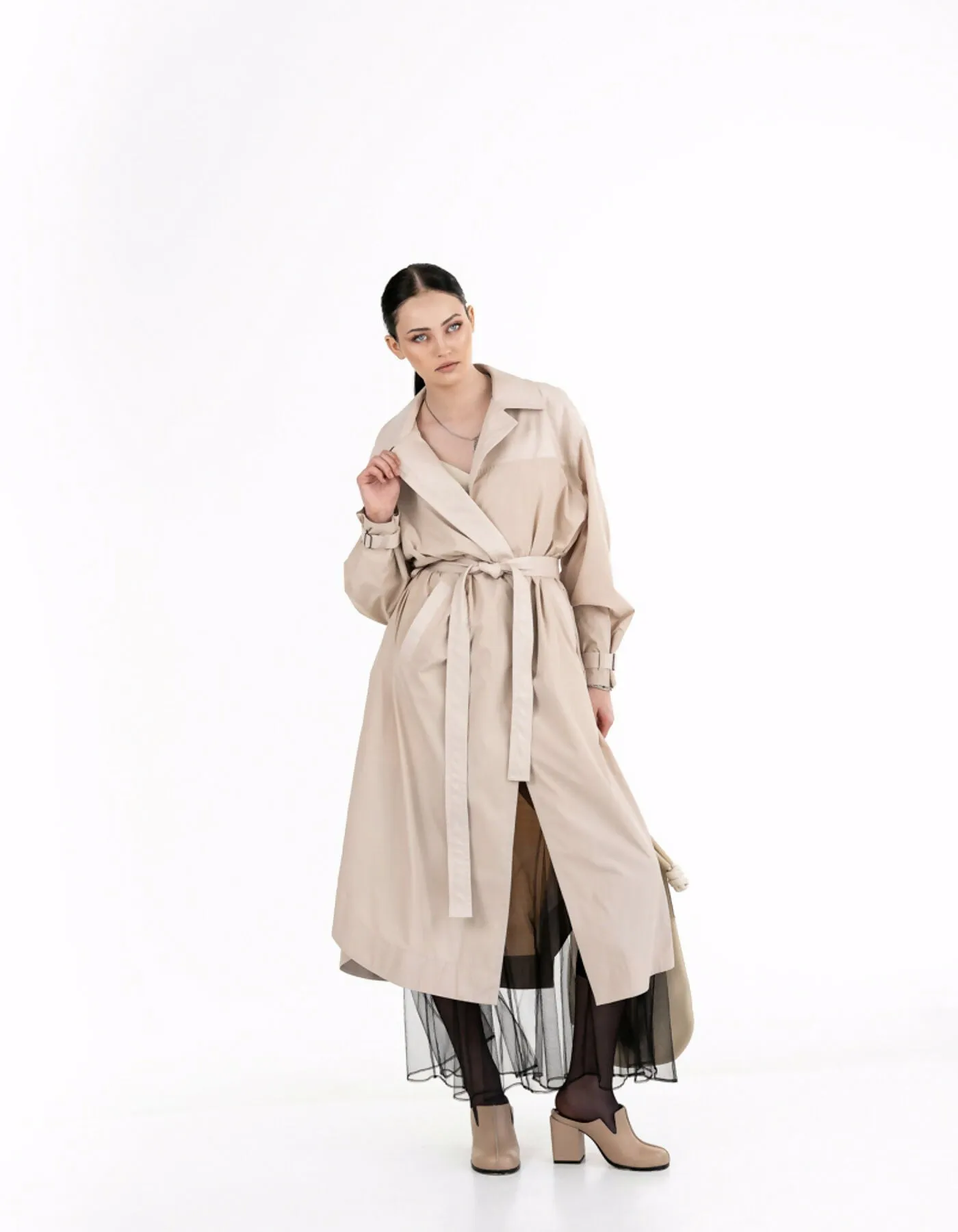 Beige trench coat