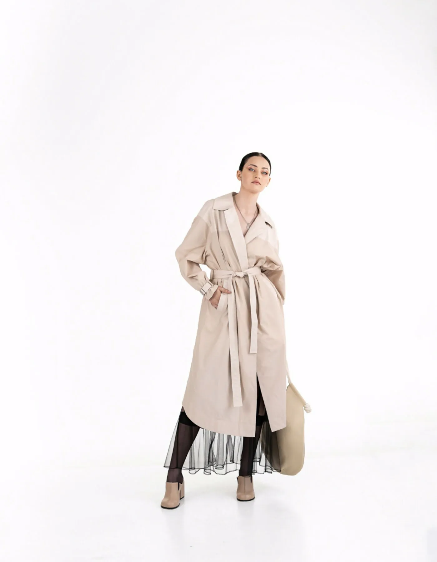 Beige trench coat
