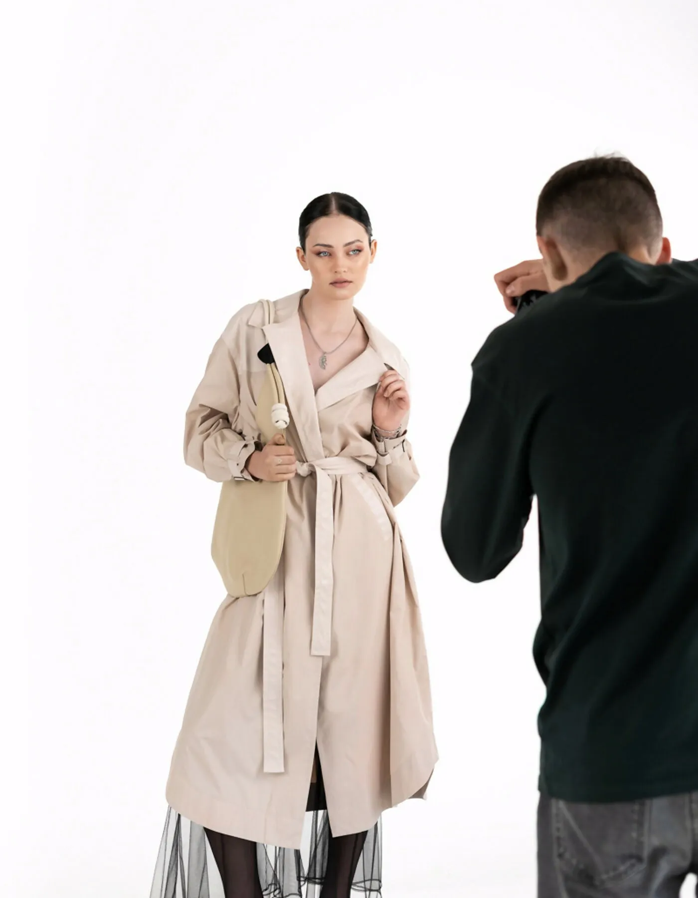 Beige trench coat