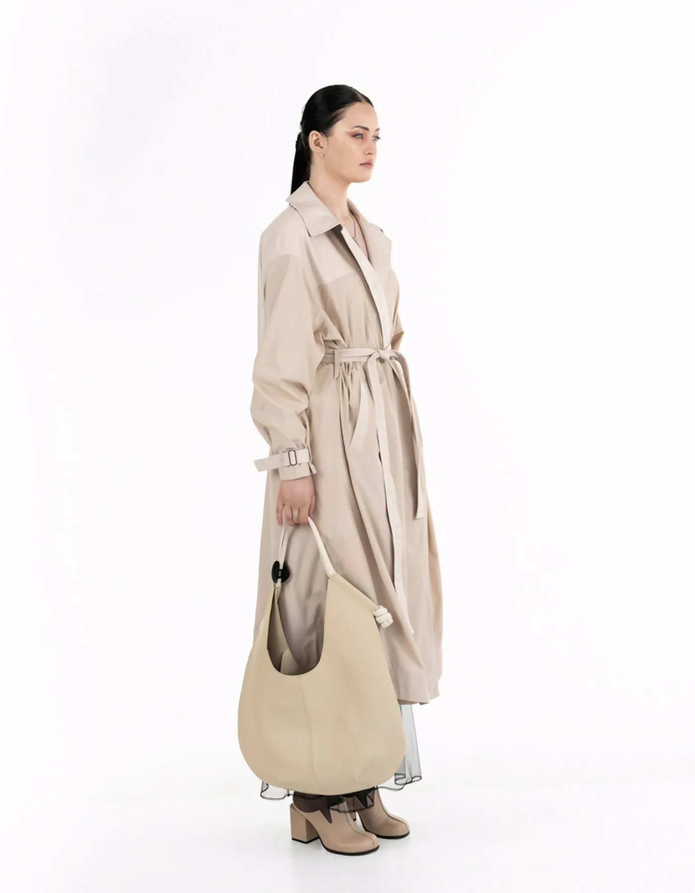 Beige trench coat