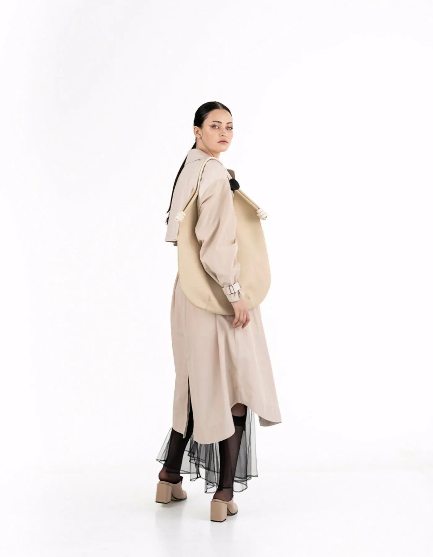 Beige trench coat