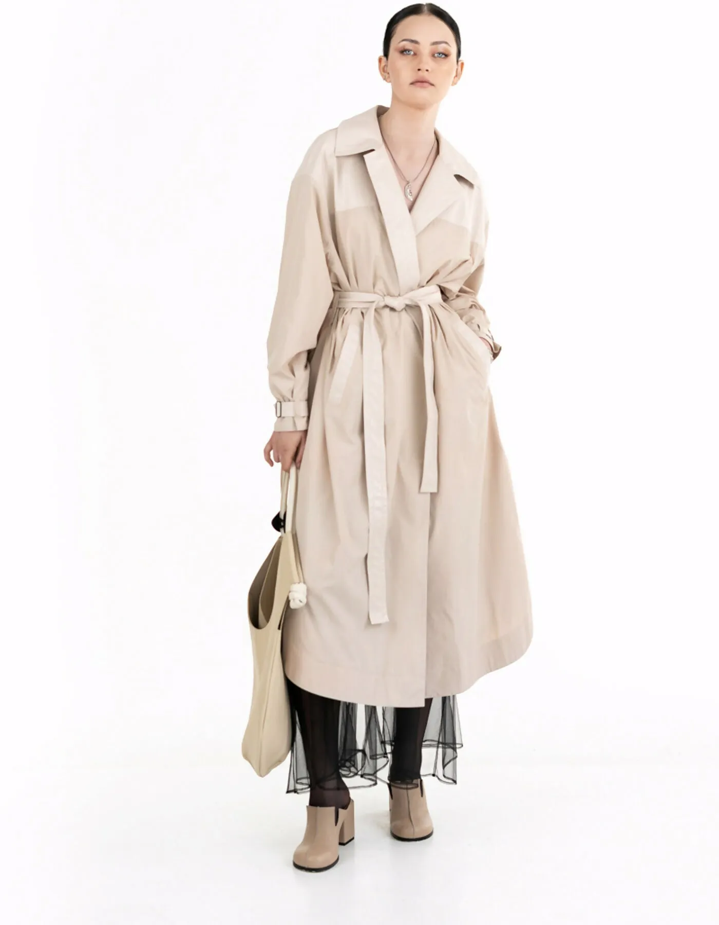 Beige trench coat