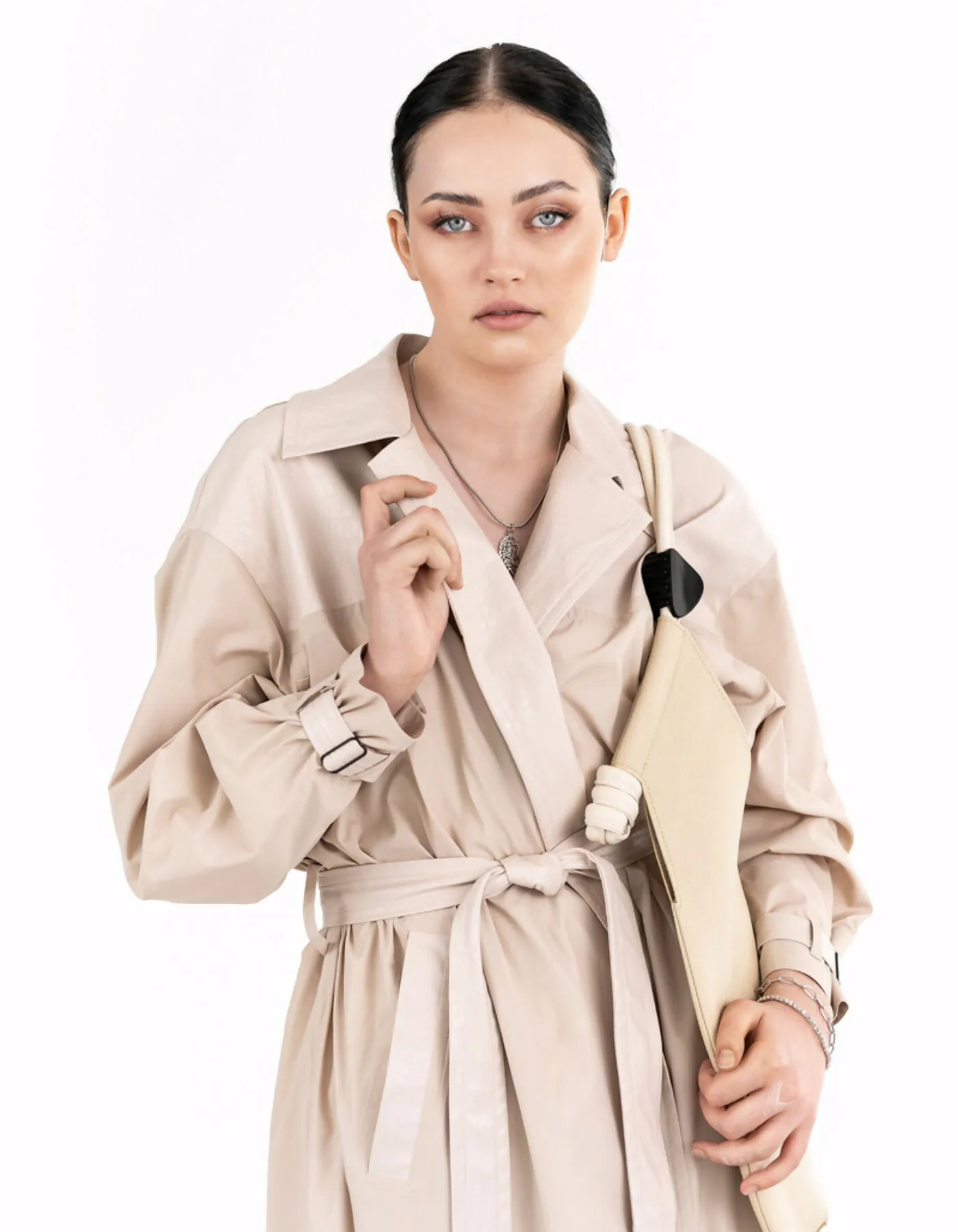 Beige trench coat