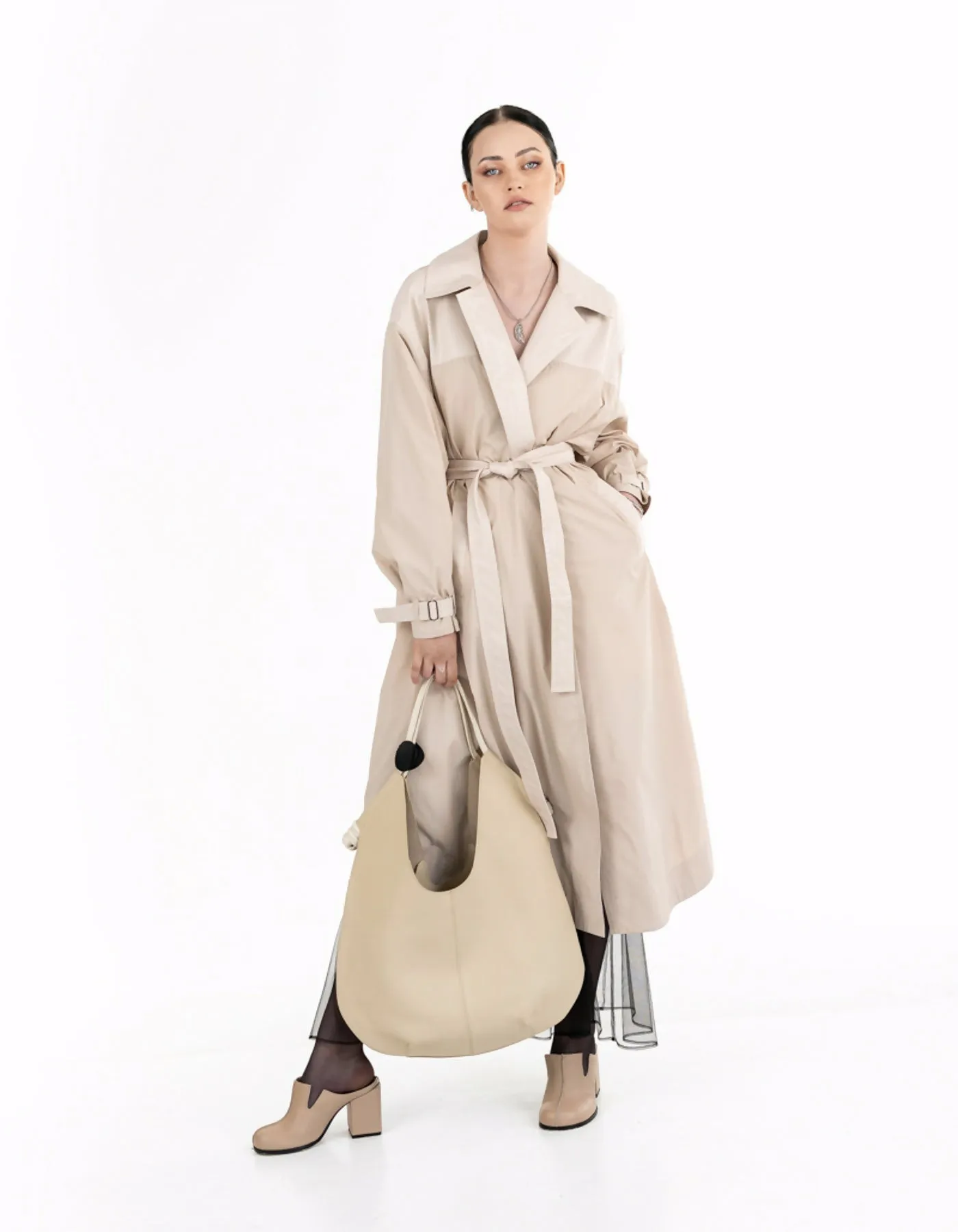 Beige trench coat
