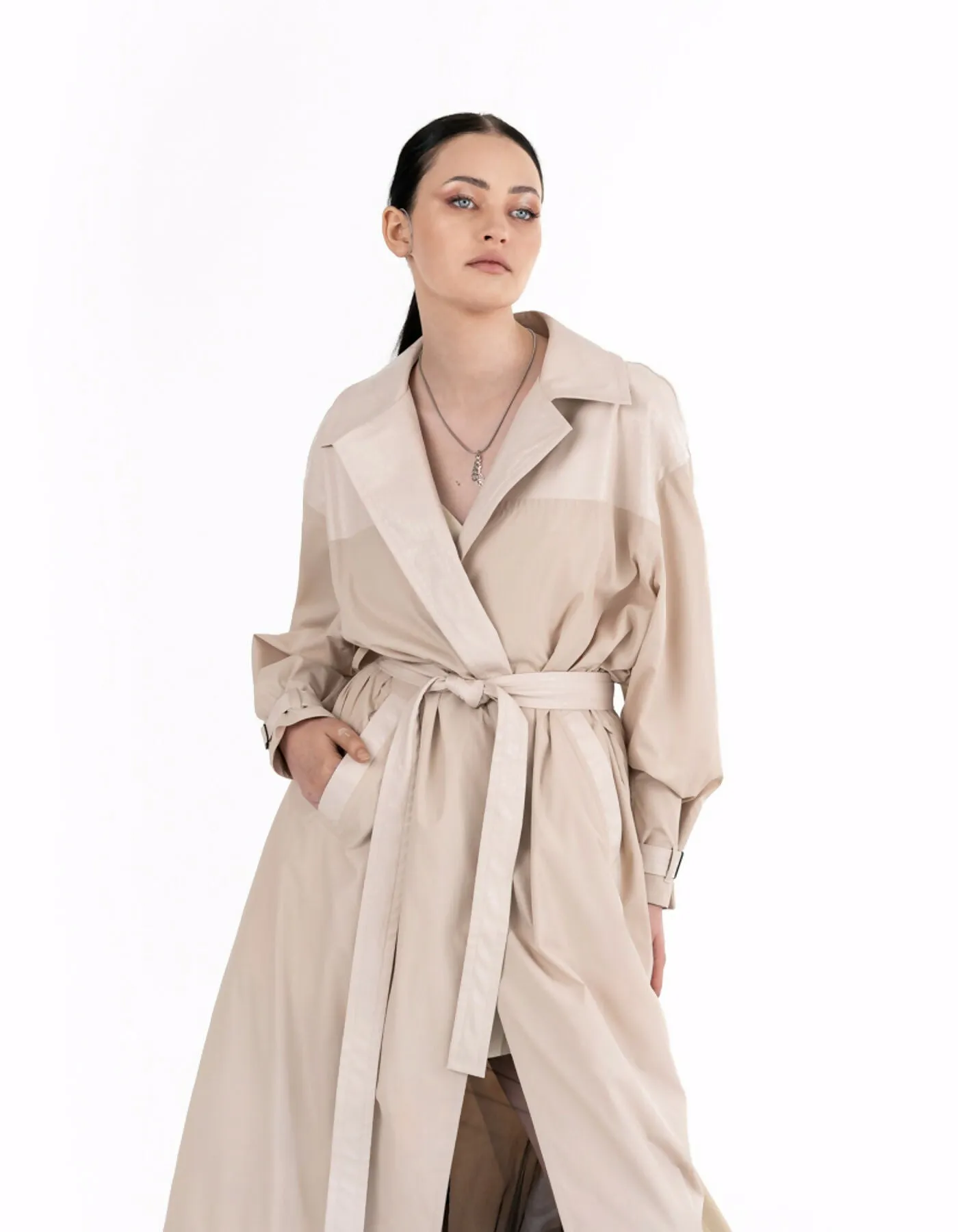 Beige trench coat