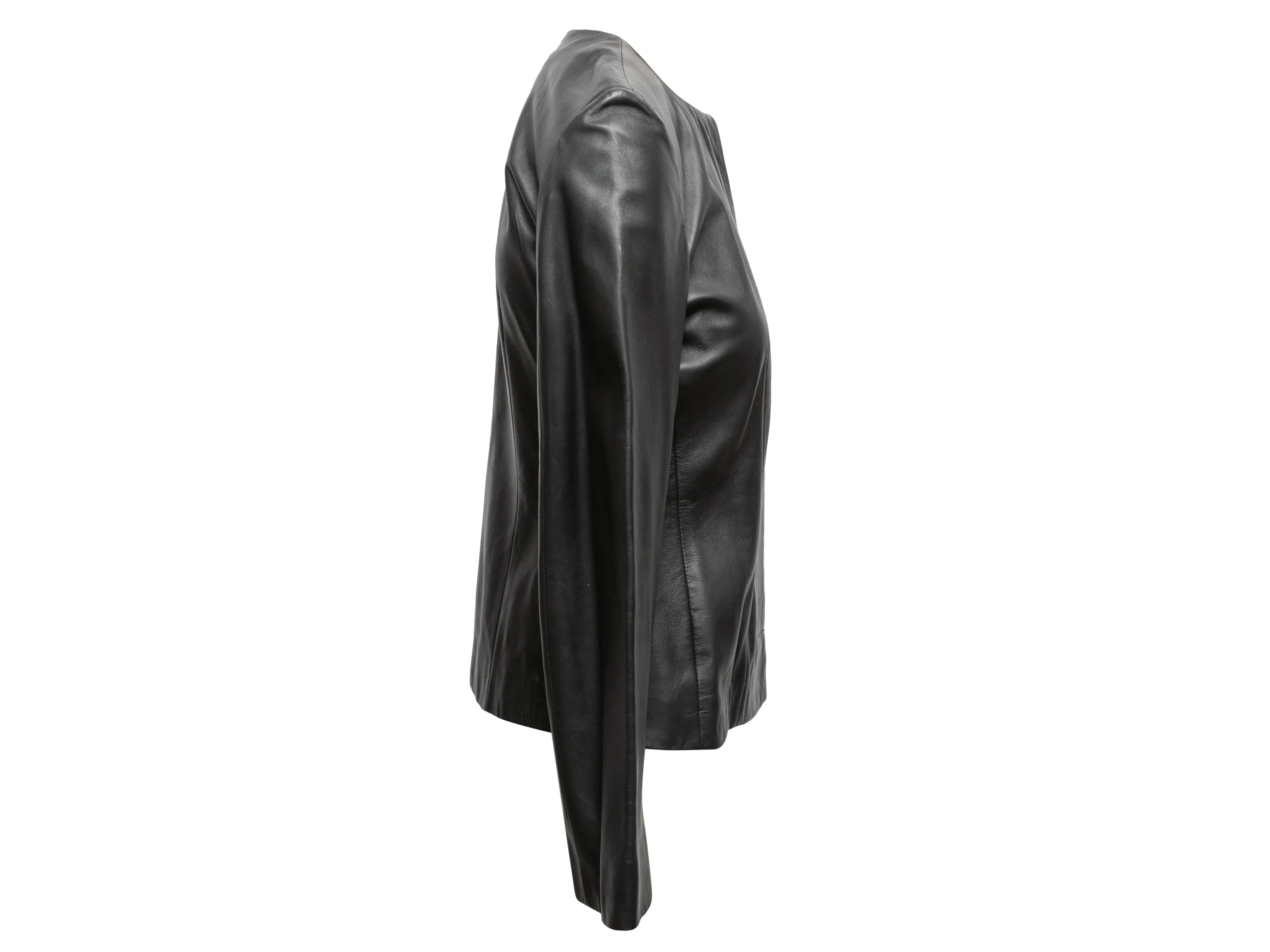 Black Agnona Leather Jacket Size IT 42