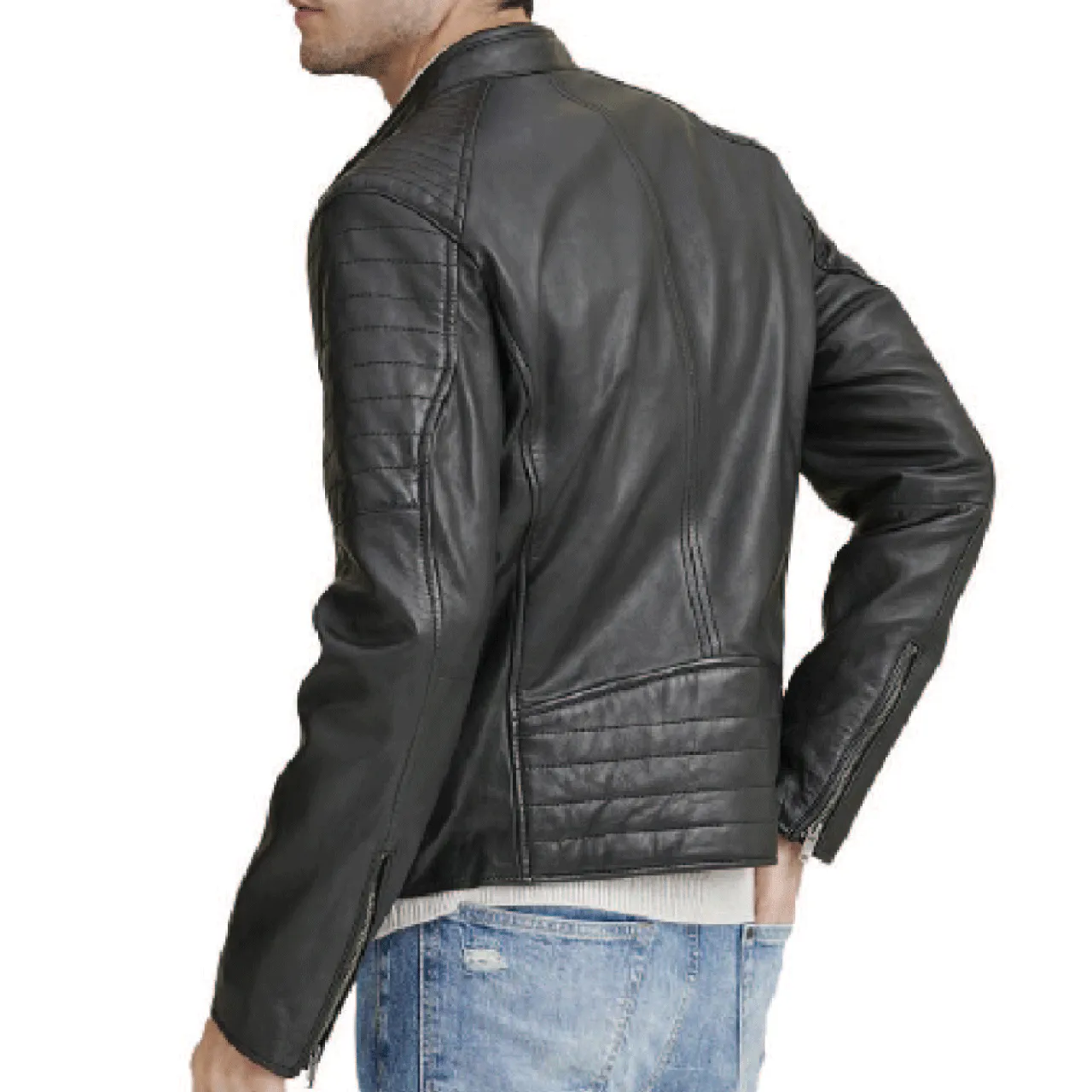 Black Bomber Hooded Genuine Lambskin Leather Jacket