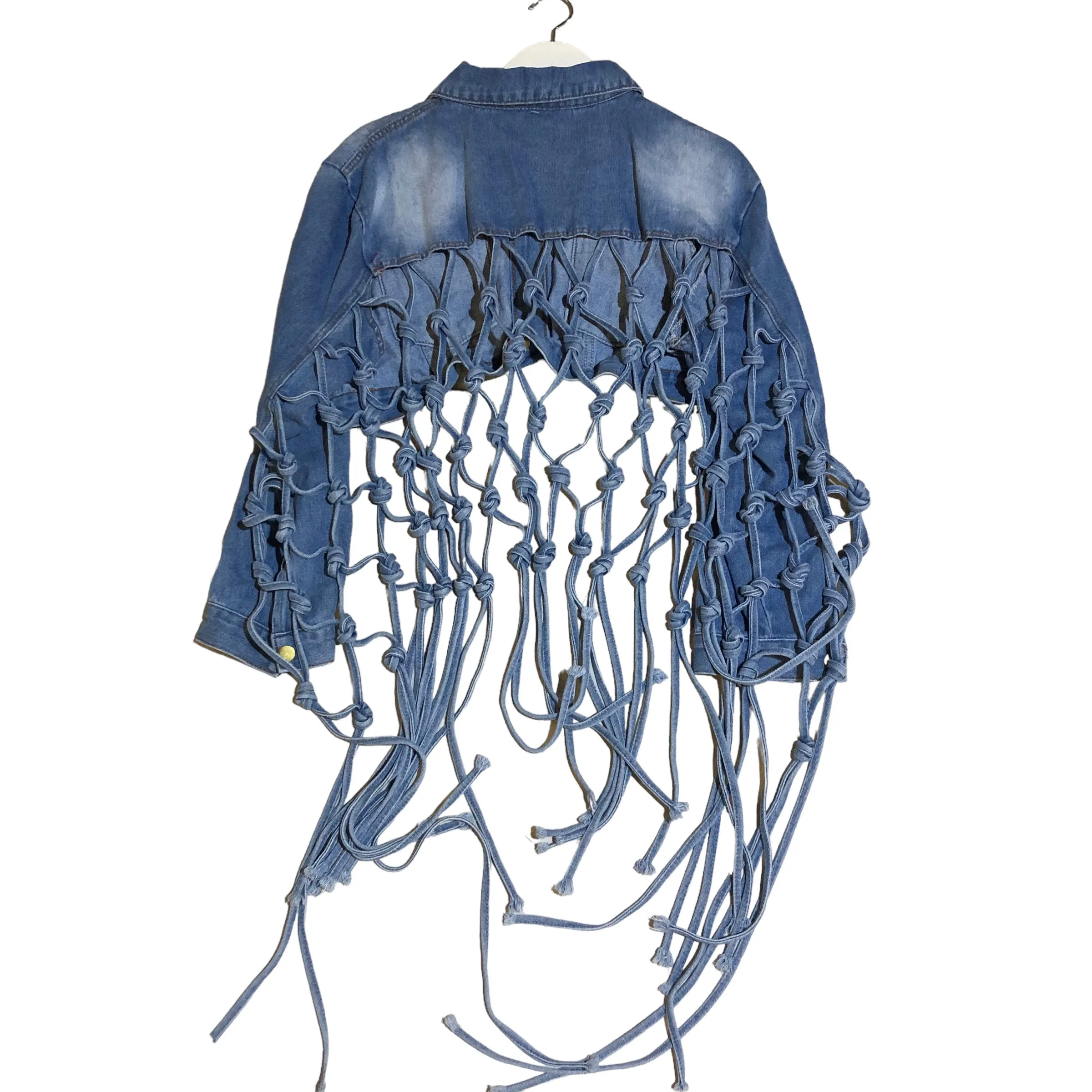 Crochet Denim Crop Jacket