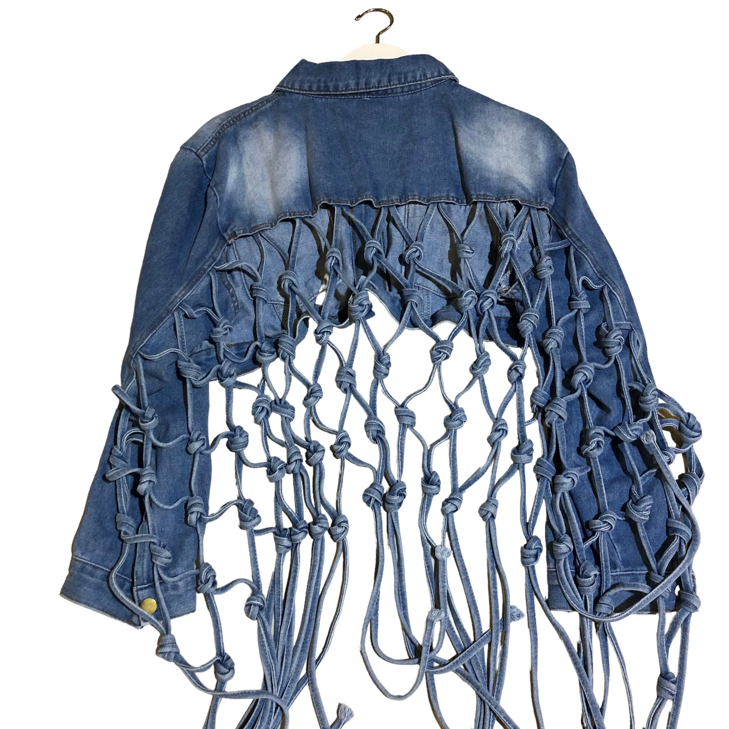 Crochet Denim Crop Jacket