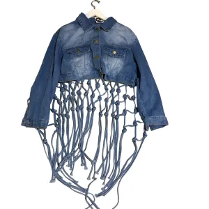 Crochet Denim Crop Jacket