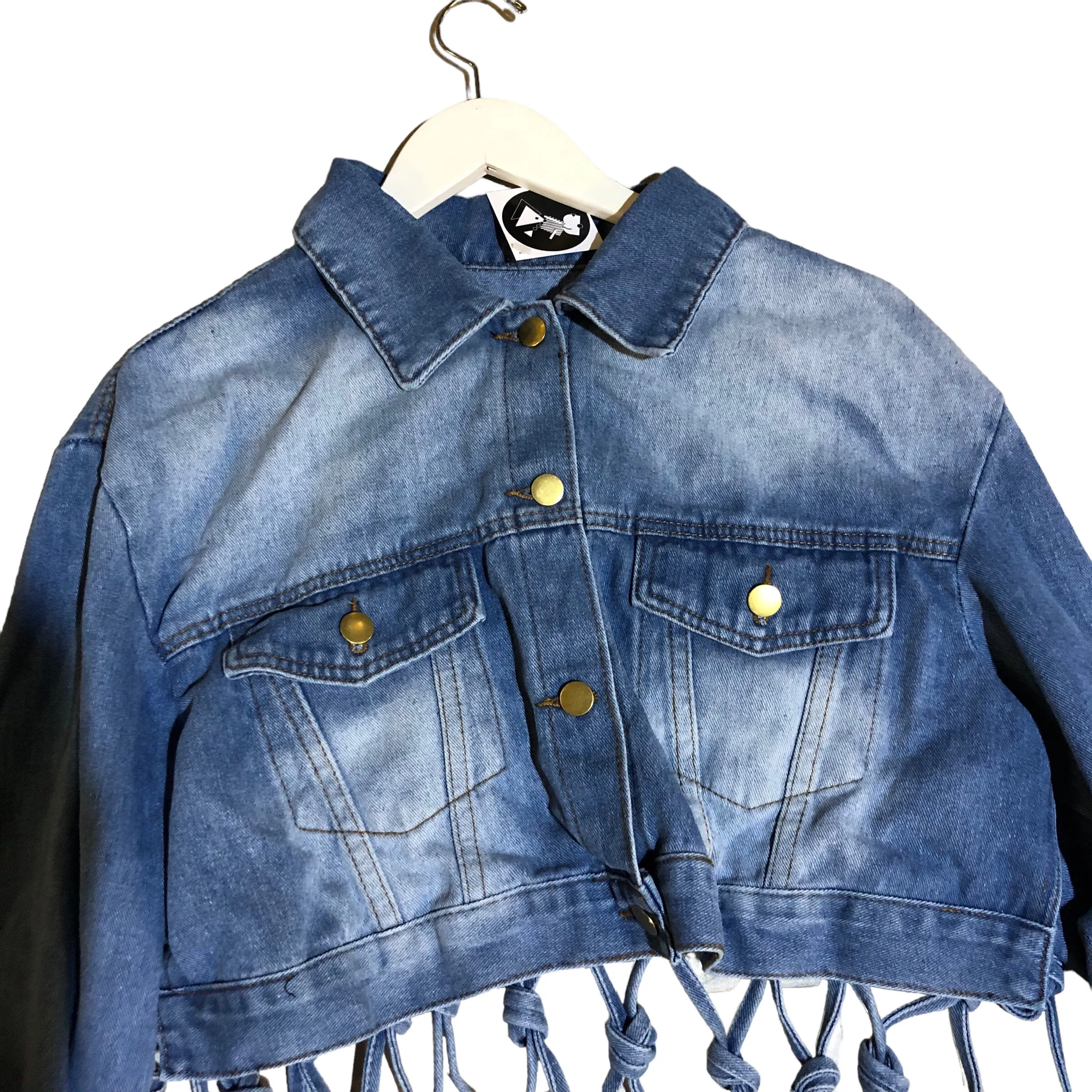 Crochet Denim Crop Jacket