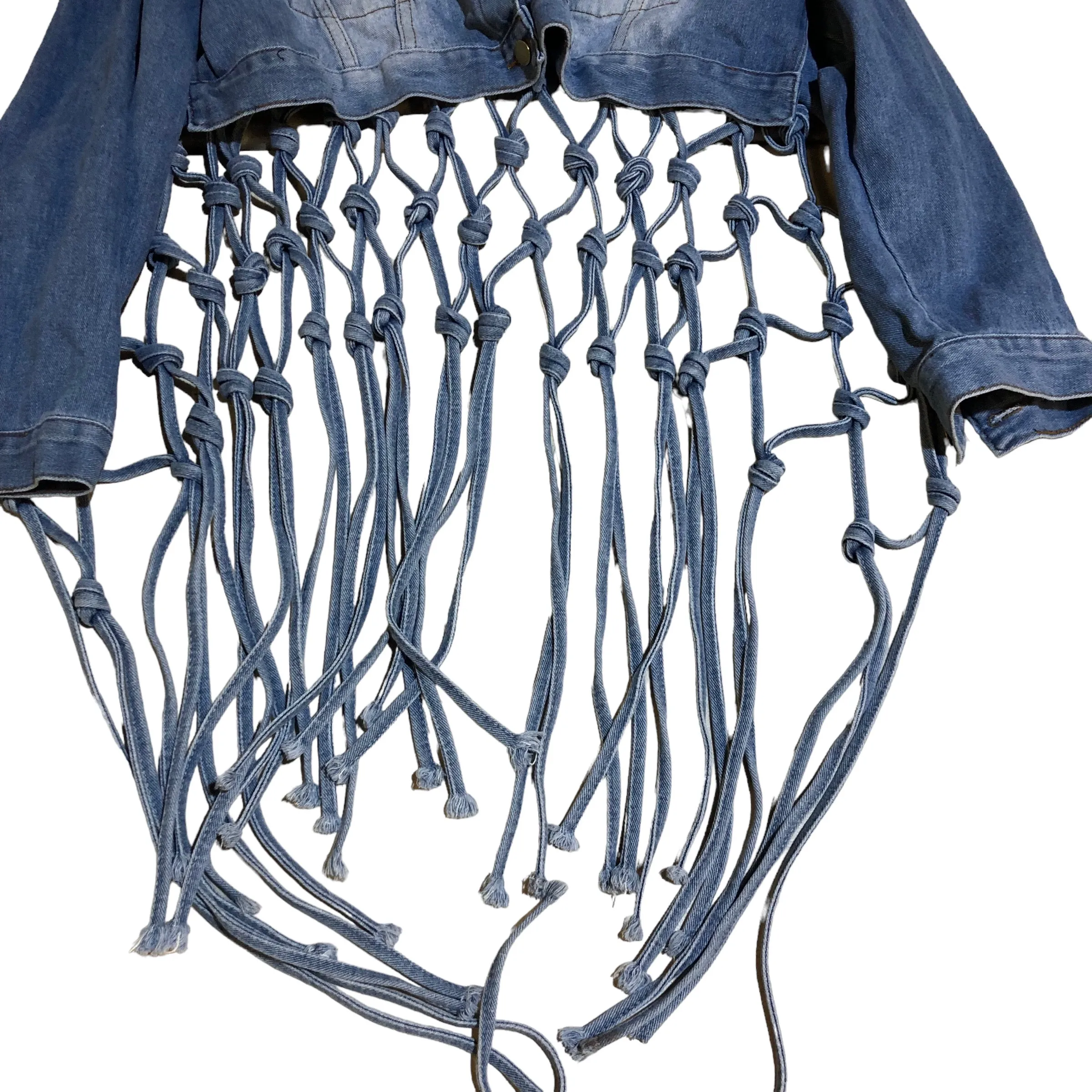 Crochet Denim Crop Jacket