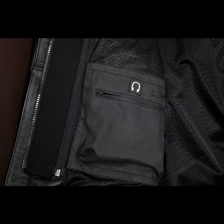 Detachable Hooded Slim Fit Motorcycle Leather Jacket