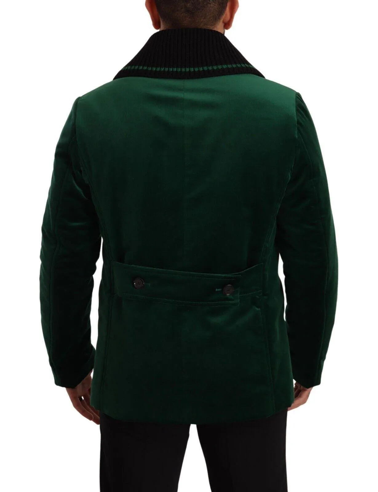 Dolce & Gabbana Green Velvet Cotton Double Breasted Jacket