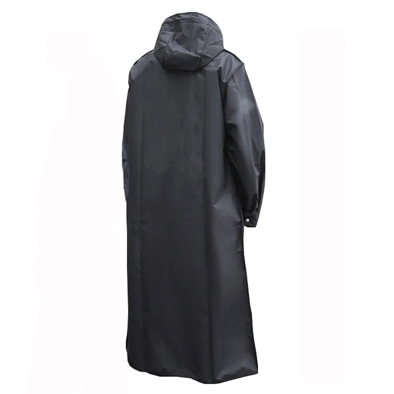 Fashionable Waterproof Long Raincoat Trench Coat  for Adults Black Hooded Raincoat for Women and Men, Ideal for Outdoor Hiking, Travel, Fishing, and Climbing with Thickened Material