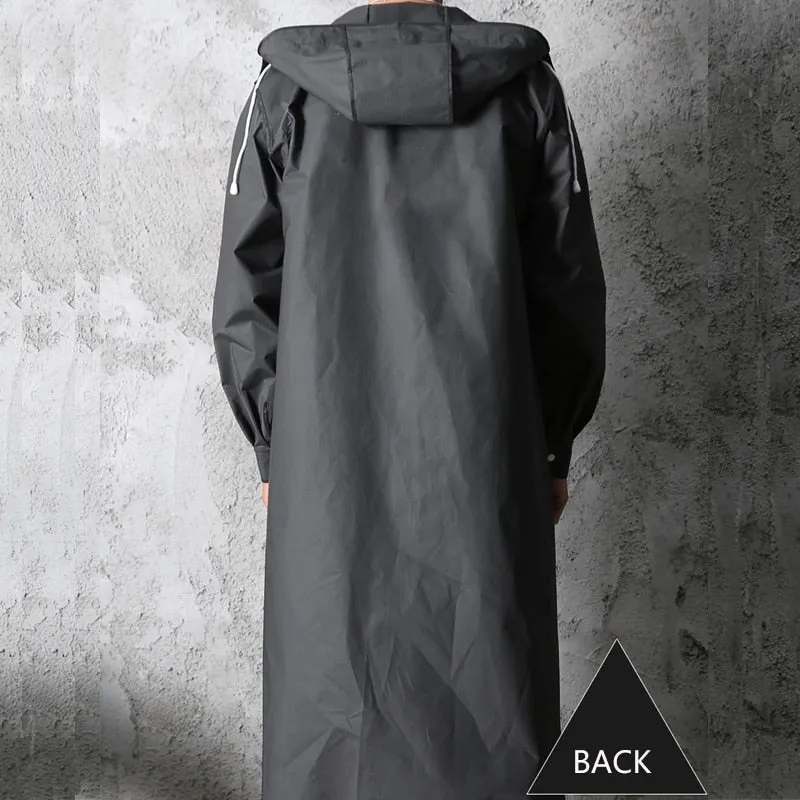 Fashionable Waterproof Long Raincoat Trench Coat  for Adults Black Hooded Raincoat for Women and Men, Ideal for Outdoor Hiking, Travel, Fishing, and Climbing with Thickened Material