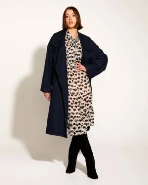 Fate Becker Night And Day High Collar Oversized Denim Trench Coat - Midnight Blue