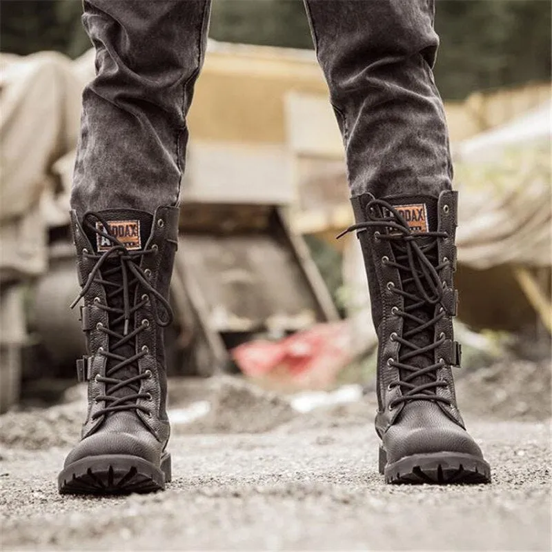 Funki Buys | Boots | Men's Gothic Motorcycle Mid-Calf Boots