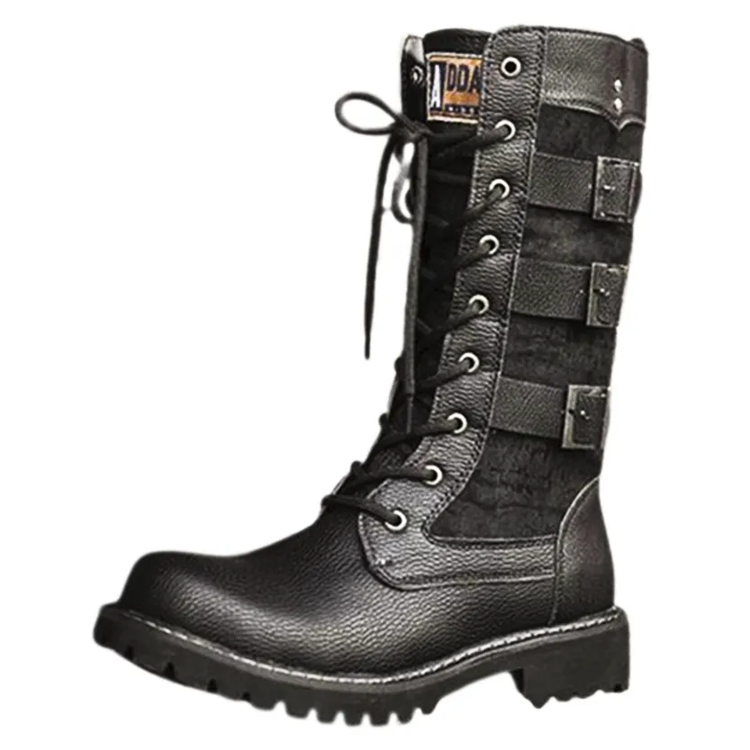 Funki Buys | Boots | Men's Gothic Motorcycle Mid-Calf Boots
