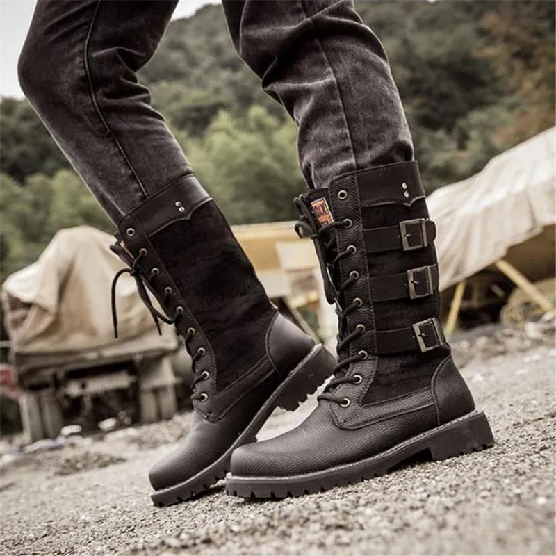 Funki Buys | Boots | Men's Gothic Motorcycle Mid-Calf Boots