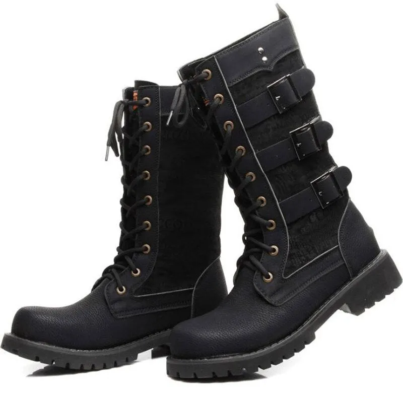 Funki Buys | Boots | Men's Gothic Motorcycle Mid-Calf Boots