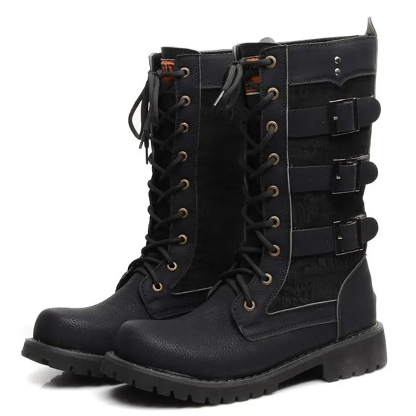 Funki Buys | Boots | Men's Gothic Motorcycle Mid-Calf Boots