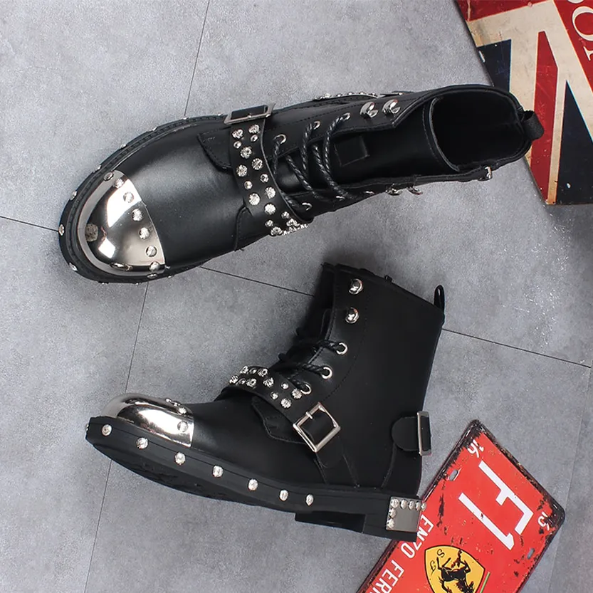 Funki Buys | Boots | Men's Leather Gothic Rivet Ankle Boots