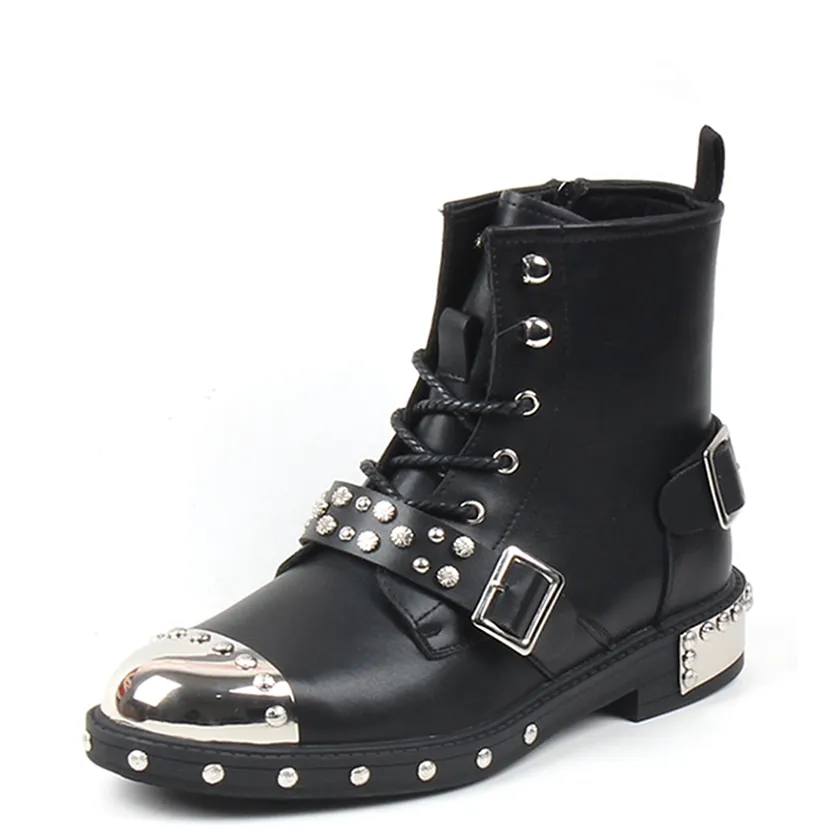 Funki Buys | Boots | Men's Leather Gothic Rivet Ankle Boots
