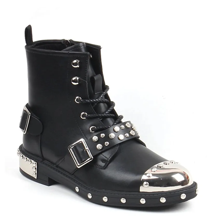 Funki Buys | Boots | Men's Leather Gothic Rivet Ankle Boots