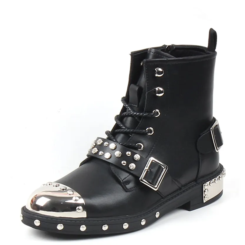 Funki Buys | Boots | Men's Leather Gothic Rivet Ankle Boots