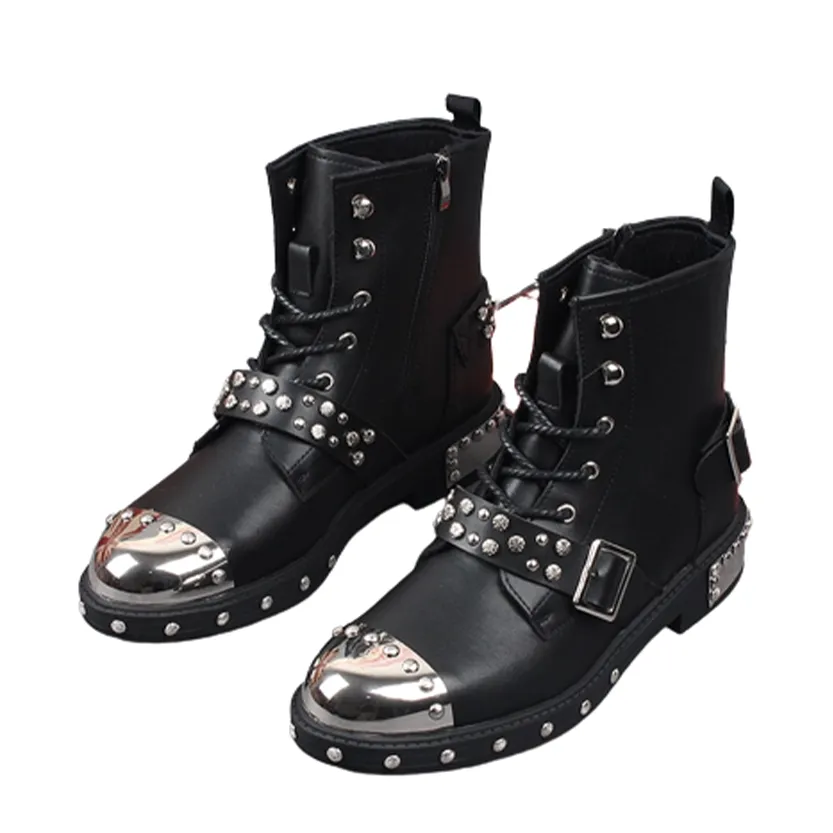 Funki Buys | Boots | Men's Leather Gothic Rivet Ankle Boots