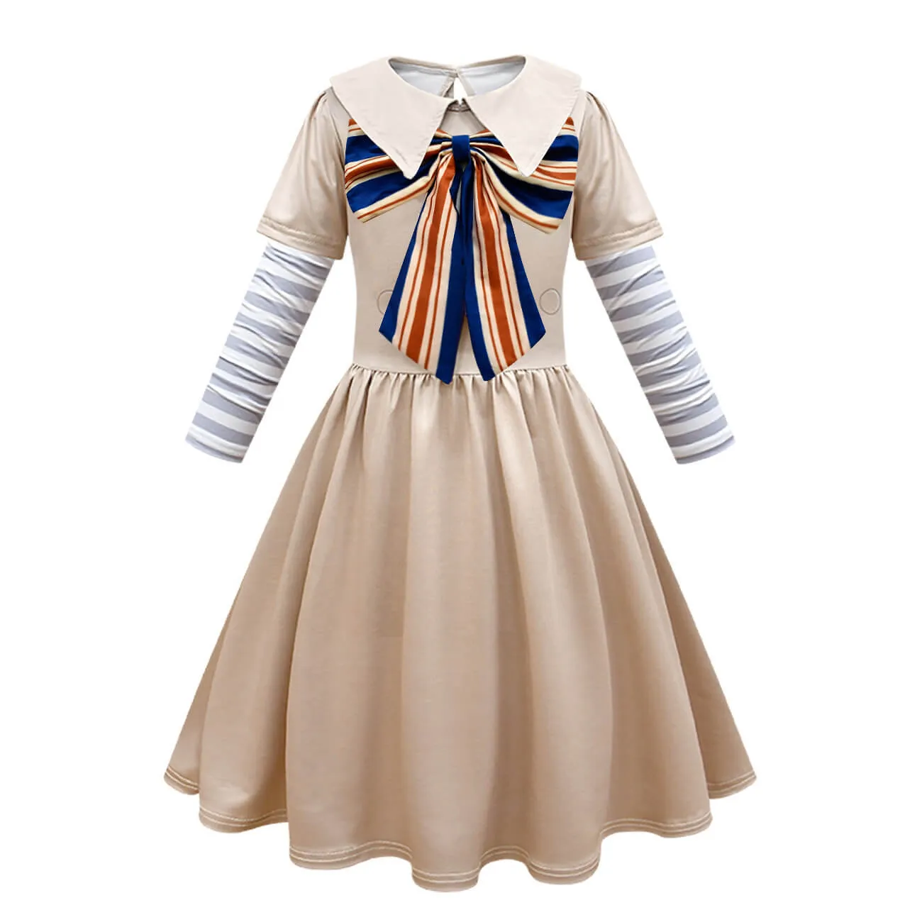 Girls Robot Doll Dress Horror Movie Costume for Kids Halloween AI Doll Cosplay Outfit Wig Full Set