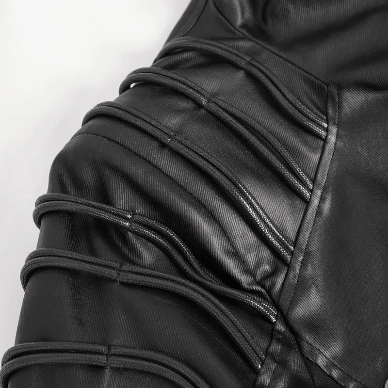 Gothic Fashion Black Irregular Hooded Coat With Eyelets
