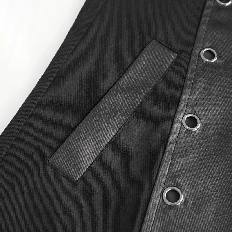 Gothic Fashion Black Irregular Hooded Coat With Eyelets