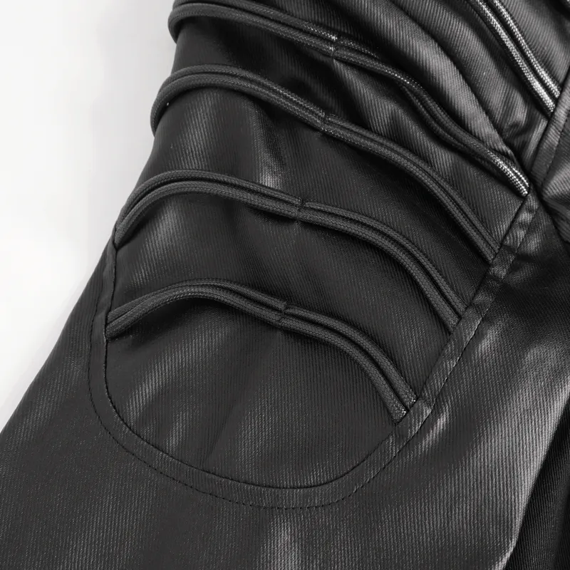 Gothic Fashion Black Irregular Hooded Coat With Eyelets