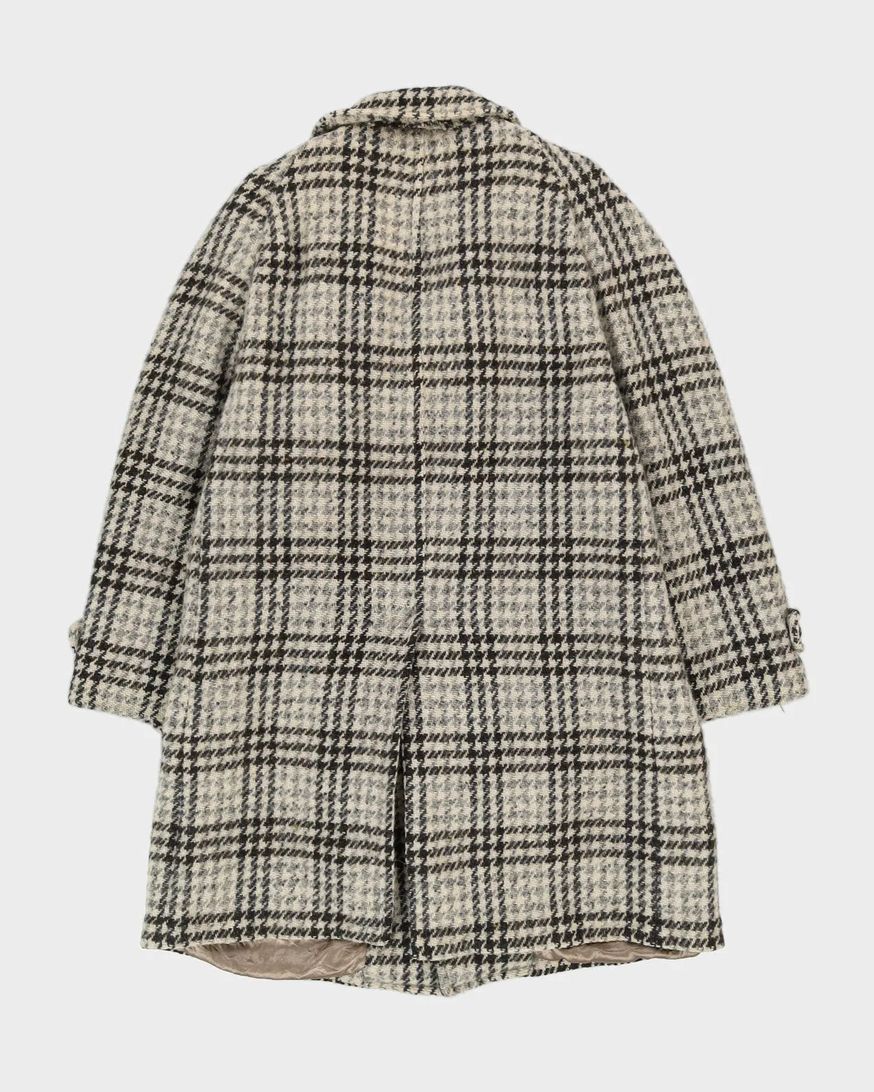 Grey Patterned Wool Overcoat - M