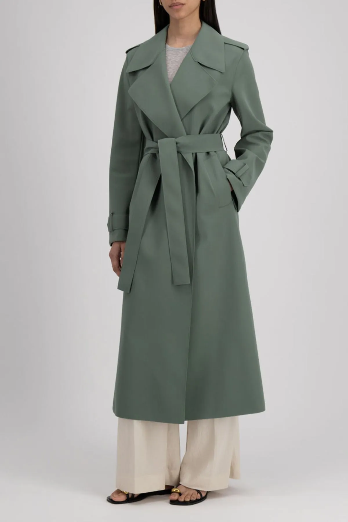 Harris Wharf Long Scuba Trench - Sage Green