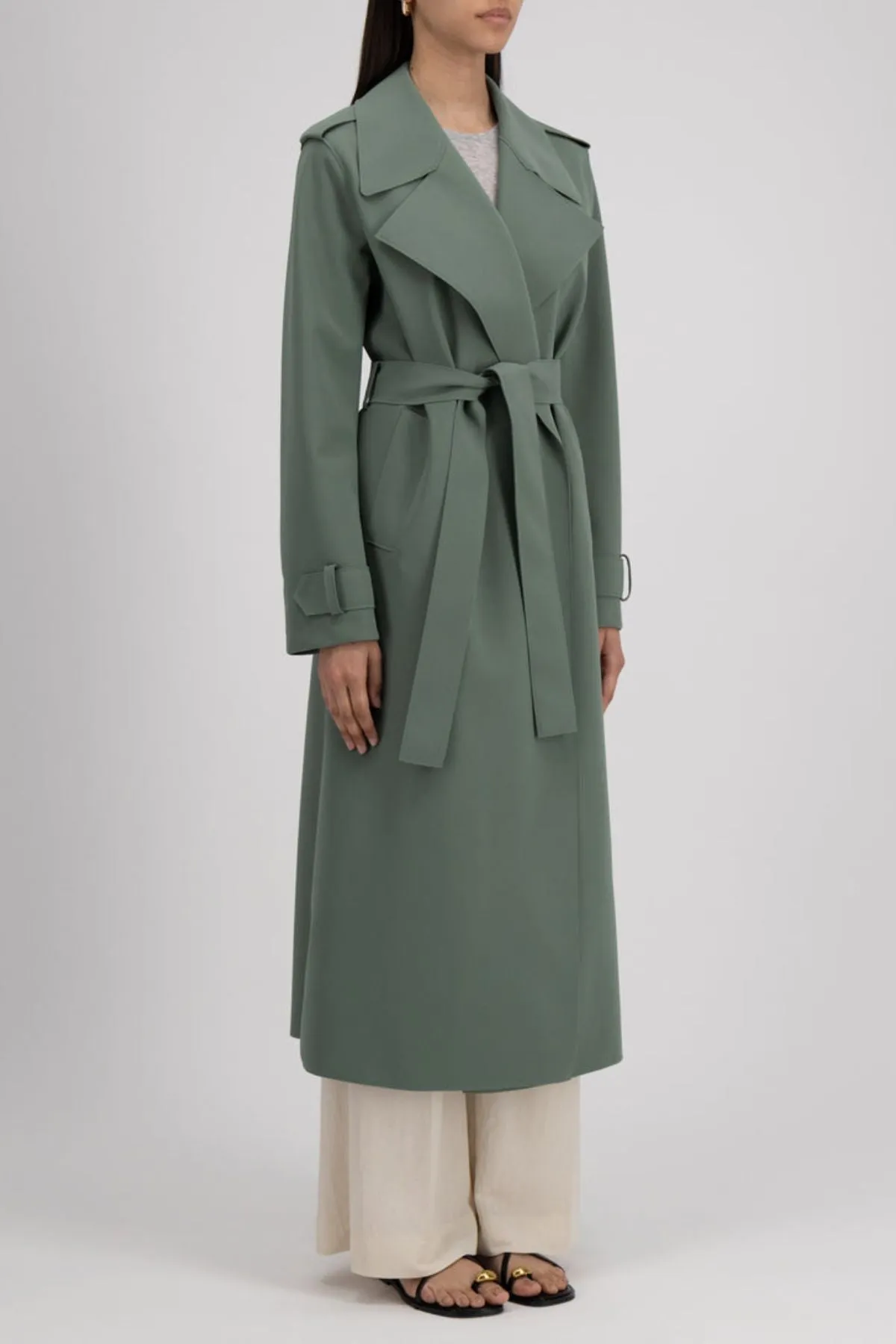 Harris Wharf Long Scuba Trench - Sage Green