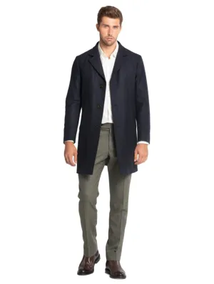 ID20407-Schneiders' Michael'Navy H/Bone Overcoat