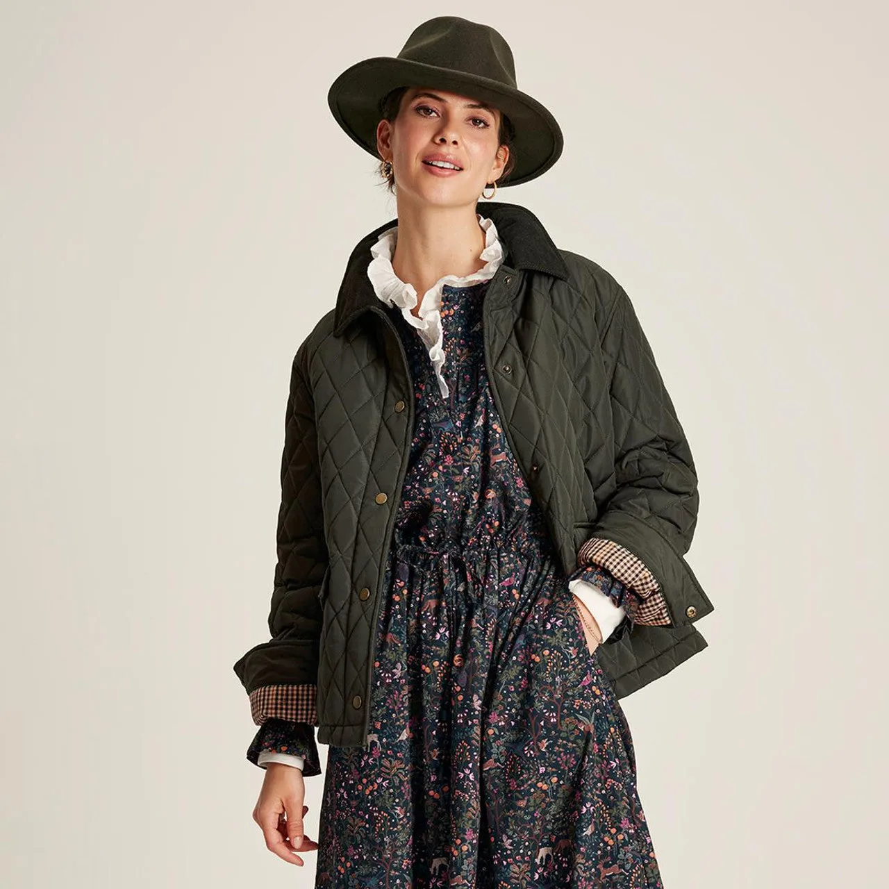 Joules Ladies Arlington Cropped Showerproof Quilted Jacket