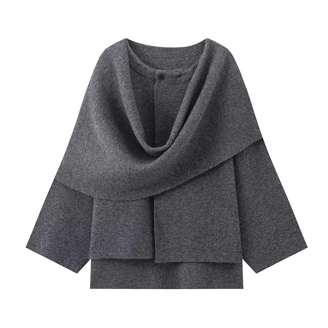 Ladies' Elegant Knit Cape Sweater Coat