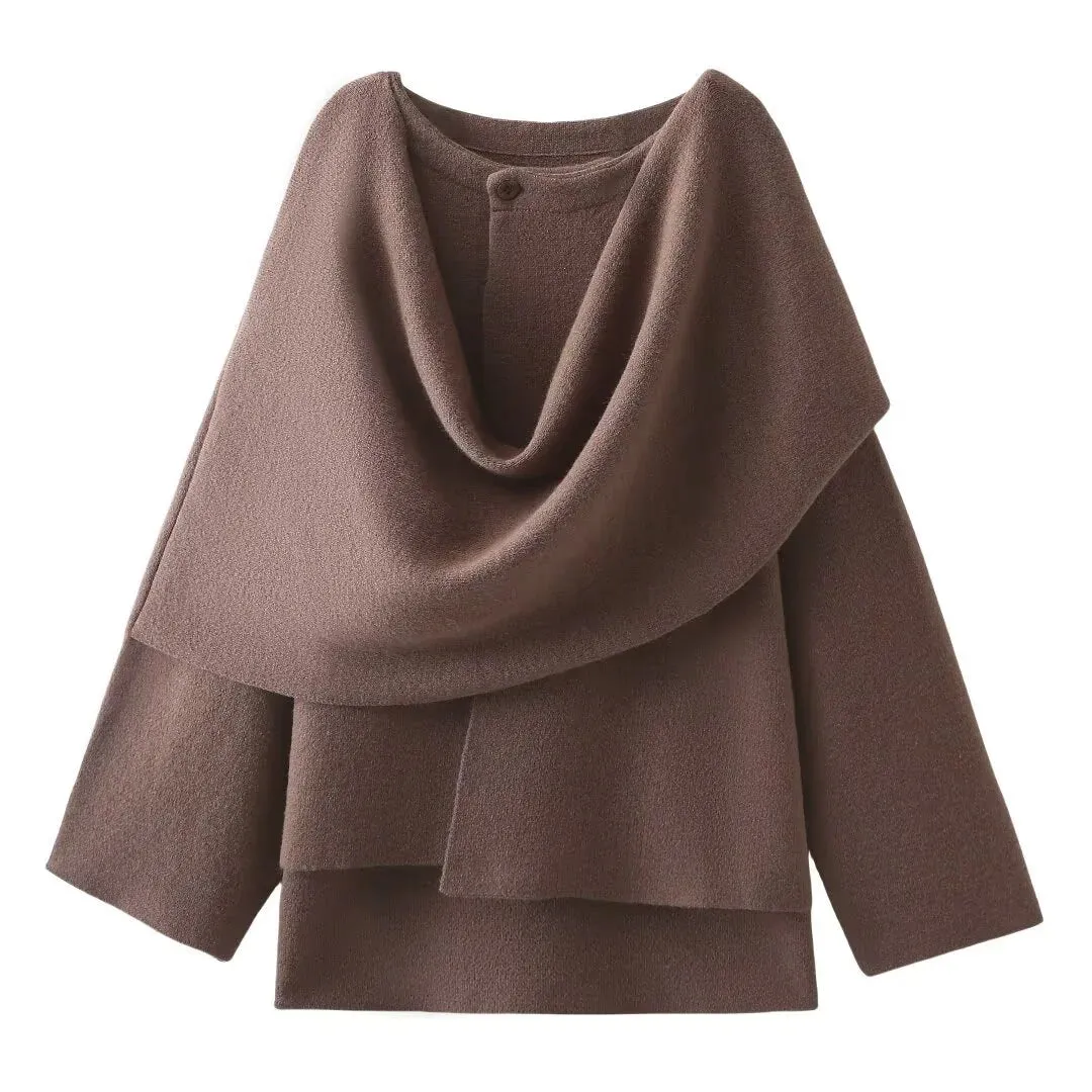 Ladies' Elegant Knit Cape Sweater Coat